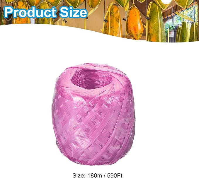 PATIKIL 180m/590Ft Polyester Nylon Plastic Rope, Twine Household Bundles Ropes Roll for Gardening Packing Crafting DIY, Pink