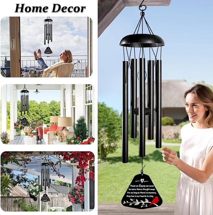 Memorial Wind Chimes,Sympathy Gift for Loss of Mother Father,30inch Sympathy Windchimes for Loss of Loved One,Cardinal Wind Chimes Outdoors Decor