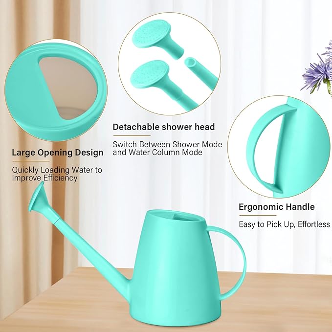 Watering Can - for Indoor and Outdoor House Plant Garden - with Long Spout - 1/2 Gallon - SkyBlue