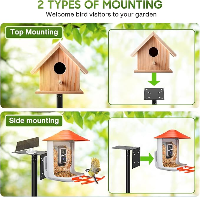 Bird Feeder Station with Squirrel Baffle and Bird Bath,Squirrel Proof for Bird Poles Hanging Feeder Station Kit Adjustable Heavy Duty Metal 5 Prong Base, Patio, Garden Decoration 92IN (Not House)