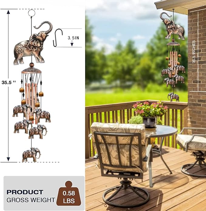 Wind Chimes for Outside,Elephant Gifts for Women, Elephants Decor,Birthday Gift for Mom Grandma, Windchimes Clearance Outdoor,Garden Patio Yard Decorations