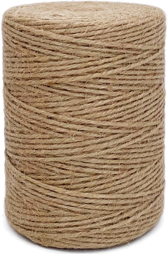 500FT Jute Twine String 2mm 3ply Natural Thin Twine for Craft Gardening Gift Wrapping Packing Material Wedding Christmas Decoration Bulk
