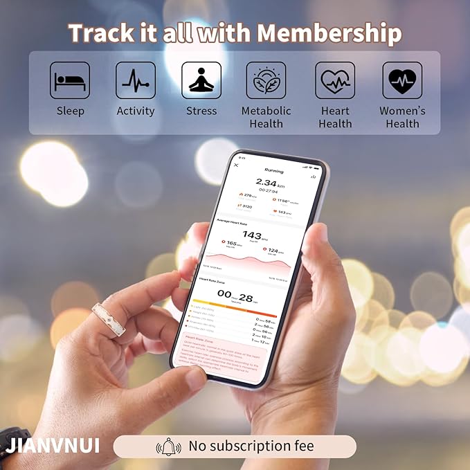 Smart Ring for Women-Men,Tracks Heart Rate, Sleep, SpO2, HRV. 128 Sports Modes, IP68 Waterproof, Gesture Control, No Subscription, iOS & Android Compatible (10)