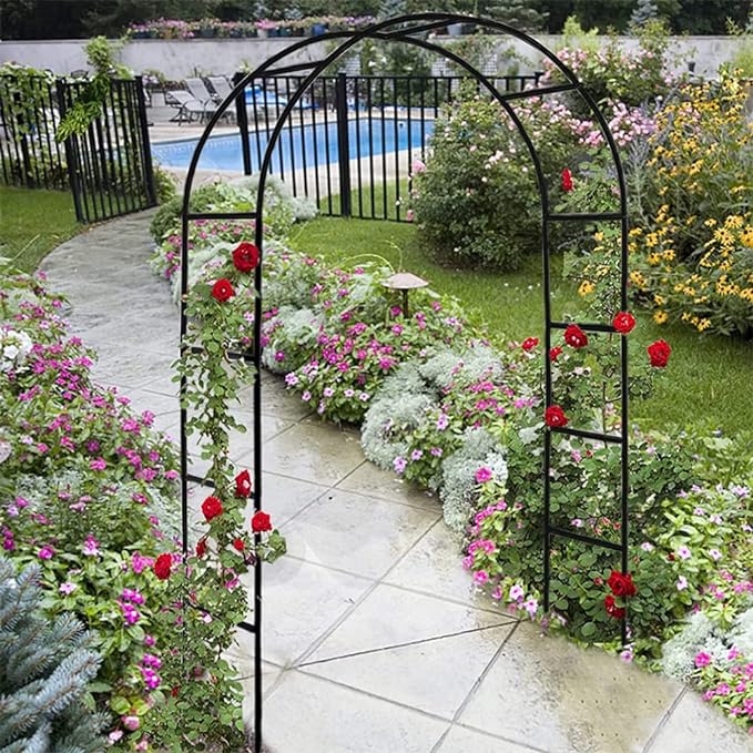 Garden Arch Trellis,Metal Pergola Arbor, Wedding Arch Flowers Frame Backdrop Stand,Garden Arch Arbor for Climbing Plant Wedding Bridal Party Decoration,Assemble Freely 2 Sizes