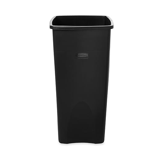 Rubbermaid Commercial Products Untouchable Square Trash/Garbage Can, 23-Gallon, Black, Wastebasket for Outdoor/Restaurant/Office/School/Kitchen