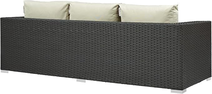 Modway EEI-1860-CHC-BEI Sojourn Wicker Rattan Outdoor Patio Coffee Table, Sofa, Canvas Antique Beige