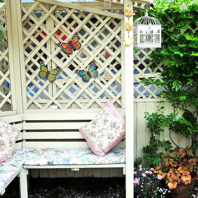 Metal Butterfly Wall Decor - 3 Pcs Butterflies Wall Sculpture Hanging Decorations for Outdoor Fences Patio Yard Fence Garden Decorations, Gifts for Mom Friends