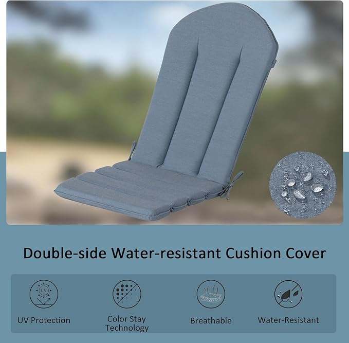 50"x20" Adirondack Chair Cushions Set of 2, Outdoor Rocking Chair Cushions Water-Resistant Weather Resistant High Back Patio Replacement Cushions,Folding Patio Chair Pad