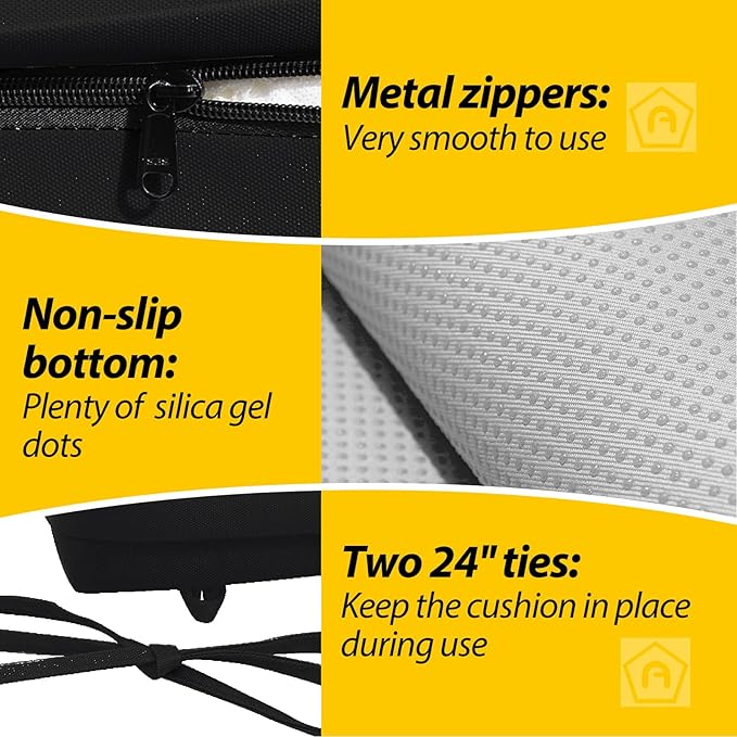 AAAAAcessories Outdoor Seat Cushions for Chairs, Waterproof, Fade-Resistant, 21" x 21" x 3", Patio Furniture Replacement Cushions, Set of 2, Charcoal Black