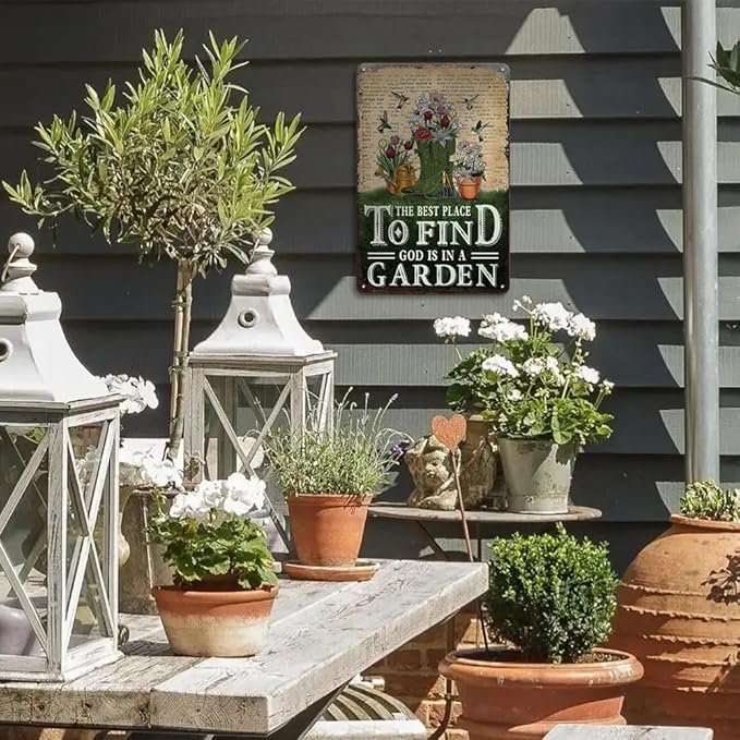 Cute Funny Garden Decor Gardening Gifts for Gardeners Spring Farmhouse decor Patio Signs Fence Decor Vintage Signs for Outside