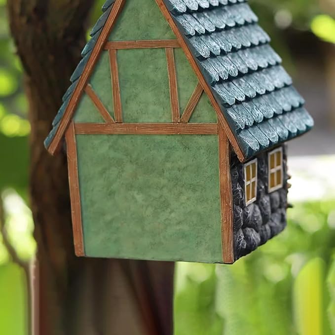 WUWEOT Garden Bird House for Outdoors, Clearance Hanging Bird Nest, Colorful Decorative Cute Resin Birdhouses for Outside Indoors Garden Backyard Decor, Gift for Bird Lovers