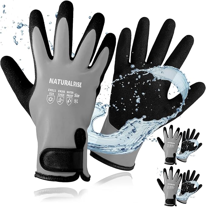NATURALRISE 100% Waterproof Gloves for Men & Women,Winter Work Gloves with Grip for Cold Weather