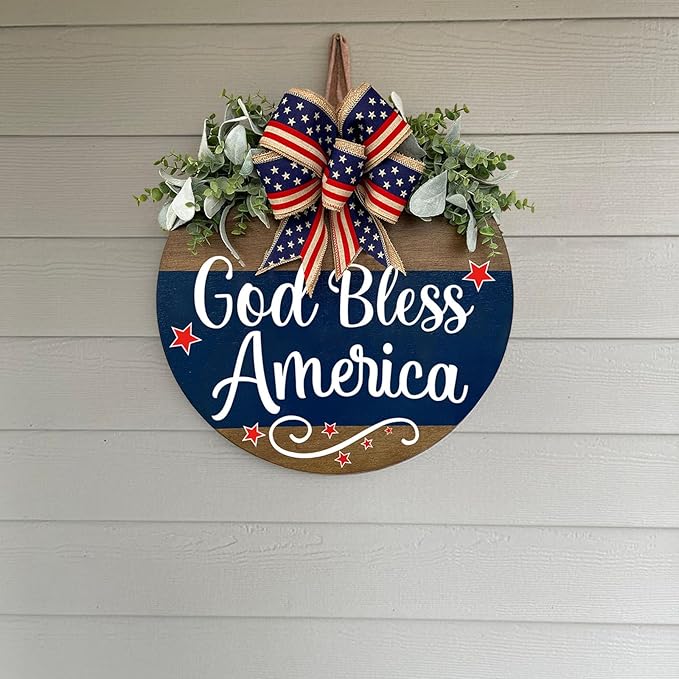 Welcome Sign for Front Door Decoration, 12" Round Wood Wreaths Hanging Welcome Sign Porch Farmhouse Decor Housewarming Gift