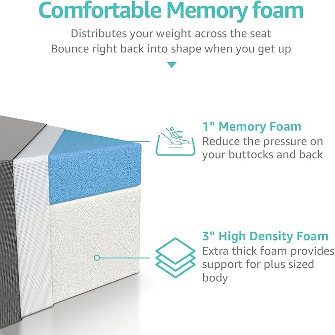 YENING 25x25 Memory Foam Outdoor Chair Cushions Waterproof 4 Inch Extra Thick Patio Seat Pads for Furniture Grey Set of 2