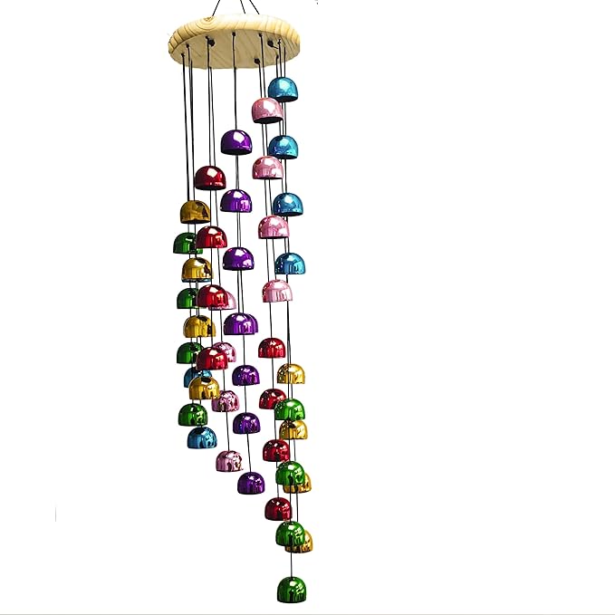Colorful Copper Wind Chime 30" Handcrafted Metal & Wood Bell Chimes Outdoor Garden Decor for Patio Porch Father Mother’s Day by LITIALLY