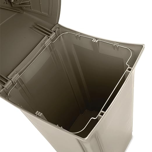 Rubbermaid Commercial Products Ranger Trash Can with 2 Door Lid, 35 GAL, Black Plastic, Outdoor for Stadiums/Parks/Shopping Plazas