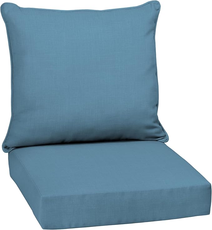 Arden Outdoor Deep Seat Cushion Set, 22 in x 24 in, Weather-Proof, Rain-Proof, Fade Resistant Patio Cushion French Blue Texture