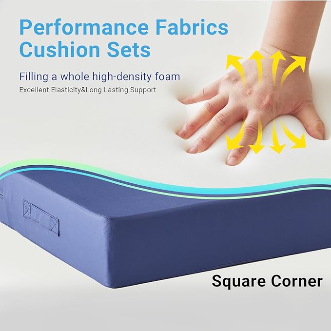 Outdoor Cushions for Patio Furniture,Outdoor Seat Cushion Set 24 x 24 x 4 Inch,Waterproof & Fade Resistant Outdoor Chair Cushions,Deep Patio Chair Cushion with Removable Cover,Navy Blue