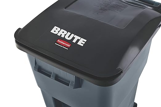 Rubbermaid Commercial Products Brute Rollout Trash/Garbage Can/Bin with Wheels, 32 GAL, Gray, for Restaurants/Hospitals/Offices/Back of House/Warehouses/Home