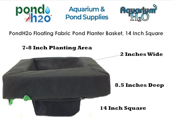 PondH2o Floating Aquatic Planter Basket, Floating Plant Baskets Kit 10" & 14" Square, Floatable Aquatic Water Garden Pond Plant Islands for Ponds and Water Features | Value 2 Pack