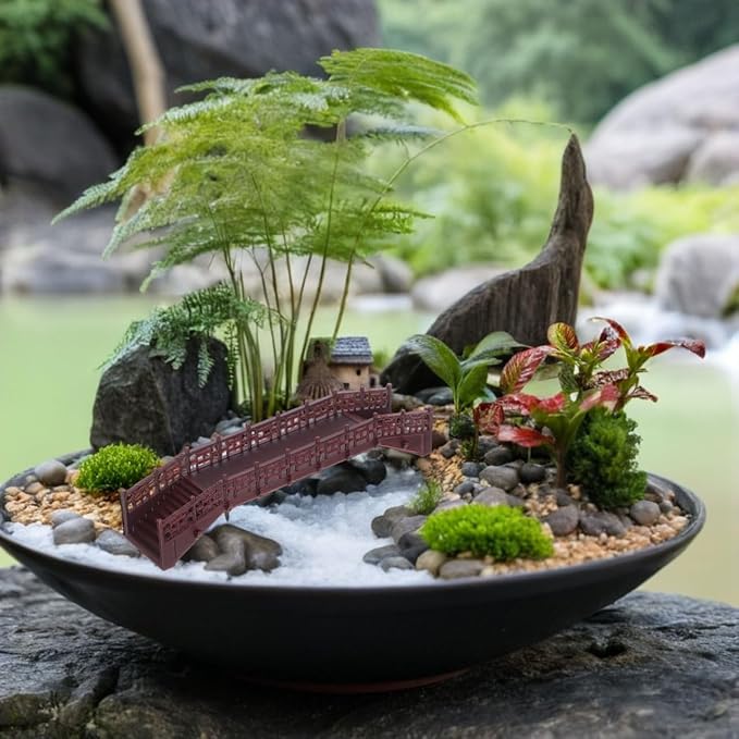 Ciieeo Miniature Bridge for Fairy Garden Micro Landscape Decor Chinese Style Arch Bridge Figurines Bonsai Terrarium Ornament 5.70In