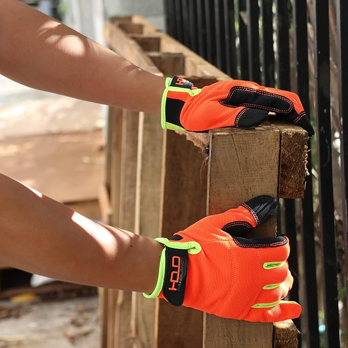 HANDLANDY Work Gloves for Men & Women, Utility Mechanic Working Gloves Touch Screen, Flexible Yard Work Gloves