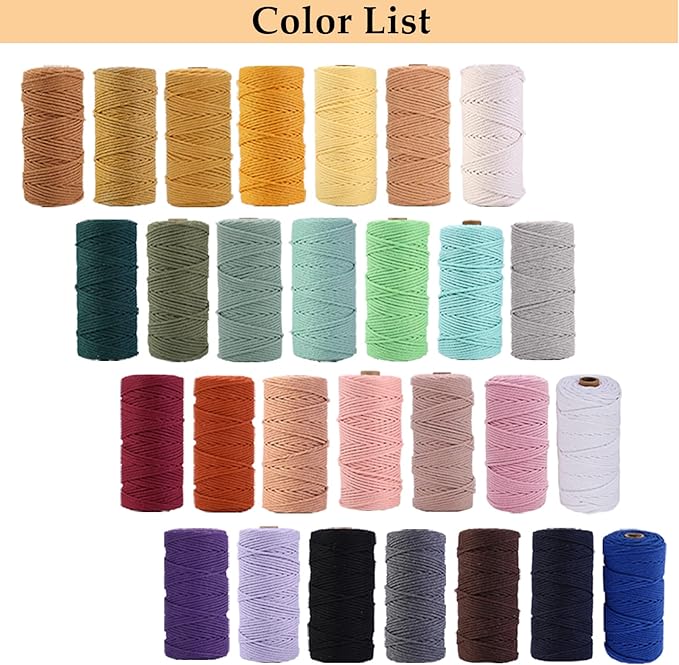 MAOQIAN Caramel Macrame Cord 2mm x 220Yards,Colored Cotton Rope Colorful Cotton Cord Soft Craft Cord Twine for Wall Hanging Plant Hangers Crafts Decorative Projects
