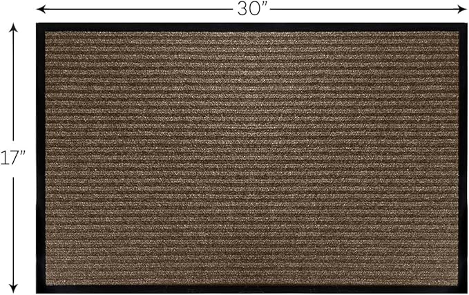 LuxUrux 2-Pack Striped Brown Door Mats - Heavy Duty, All-Weather, Easy-Clean (17''x30'') - Stylish, Durable Mats for Entry, Patio, Garage