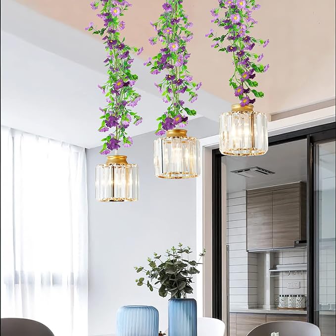 CISDUEO Silk Daisy Flower Garland - Purple Artificial Flower Vine, Hanging Ivy Garland for Wall, Party, Wedding Arch, Floral Decor, Home Indoor/Outdoor Ceremony