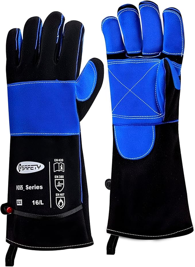 JKSafety Welding Gloves for Men,932°F Heat Resistant Gloves Mitts for Welders,Stick,Tig,Mig,Forge,Oven,Fireplace,Furnace