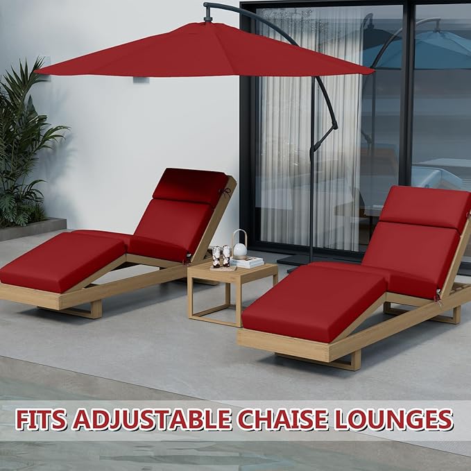 2 Pcs Chaise Lounge Cushions Outdoor, 80 x 26 x 4 Inch Lounge Chair Cushions for Outdoor Furniture - Waterproof Lounge Patio Replacement Cushion, 4In Fade-Resistant ThickPatio Chaise Lounge Cushion