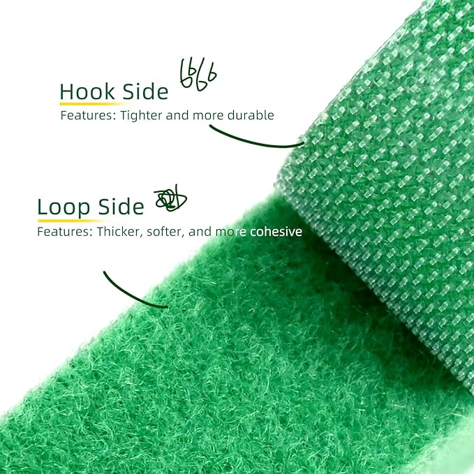Green Plant Tape - Reusable Garden Tape for Outdoor Plants, Adjustable Plant Supports for Climbing Plants, Strong-Grip Plant Ties for Healthy Growth (16.4 ft x 0.6 inch, Green)