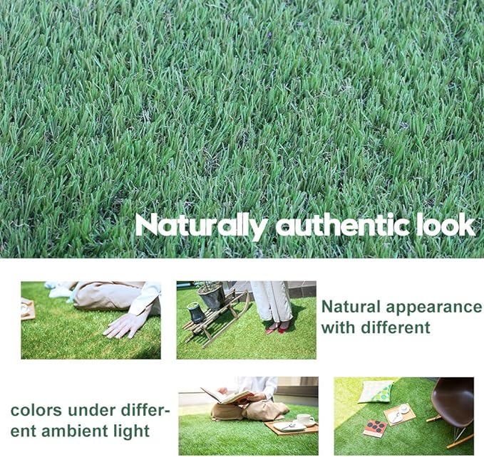 Artificial Grass Turf 11FTX31FT,1,38inch 4 Tone Realistic Synthetic Thick Fake Faux Grass Rug Astroturf Carpet Landscape for Dogs Indoor Outdoor Garden Lawn Mat, with Drainage Holes