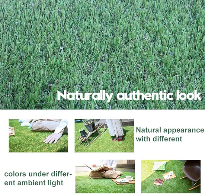 Artificial Grass Turf 4FTX49FT,1,38inch 4 Tone Realistic Synthetic Thick Fake Faux Grass Rug Astroturf Carpet Landscape for Dogs Indoor Outdoor Garden Lawn Mat, with Drainage Holes