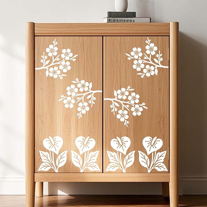 20pcs Flower Stencils for Painting, 3 Inch Reusable Sunflower Plant Botanical Floral Wildflower Templates for Wood Nature Fence Walls DIY Crafts T-Shirts Canvas & Floor Decor