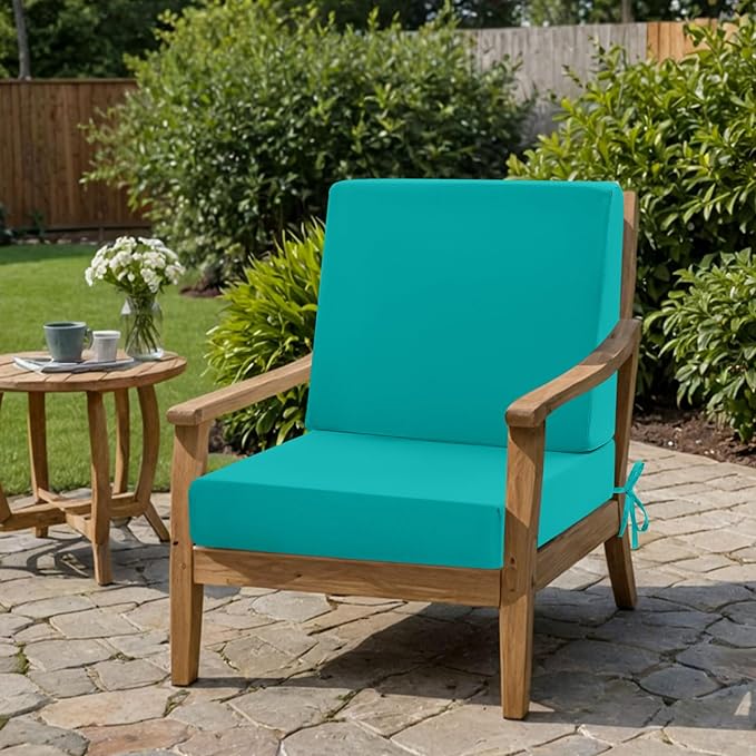 Outdoor Cushions for Patio Furniture, Outdoor Seat and Back Cushion, Waterproof Hampton Bay Deep Seat Replacement Couch Cushions for Garden Lawn, 24x24 Blue