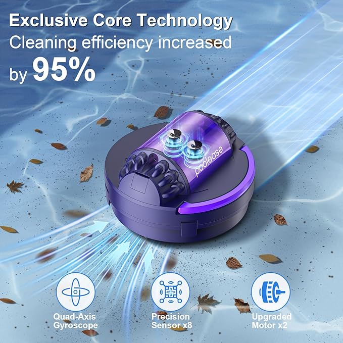 X1 Robotic Pool Vacuum for Above Ground Pool, Automatic Cordless Pool Cleaner with 45W Dual-Motor, Ideal for Above-Ground Flat Pool, 2L Debris Capacity