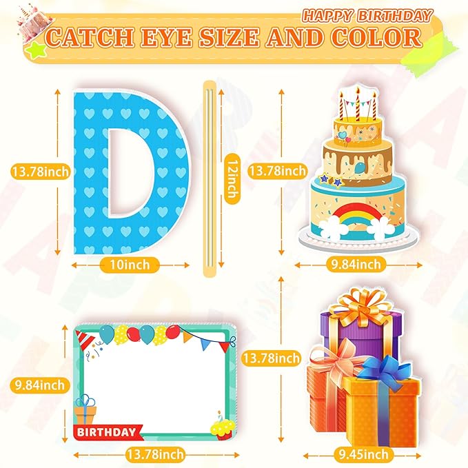 Remiawy Happy Birthday Yard Sign with Stakes - 16pcs Happy Birthday Yard Sign, Personalized Yard Birthday Signs Colorful Weatherproof Birthday Lawn Sign for Outdoor Yard Decorations Garden Party