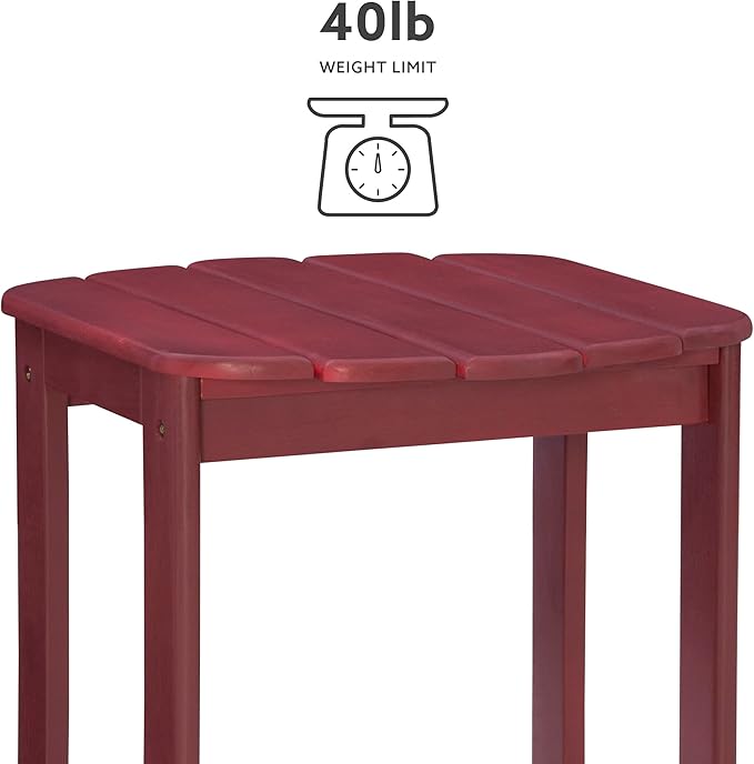 Linon Adirondack End, Red Table, 18.11 x 18.5 x 18.11