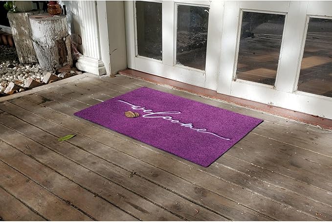 AAZZKANG Purple Outdoor Mat Front Door Entrance Indoor Welcome Doormat Large 24"x36" Anti Slip Rubber Door Mat,Trap Dirt Easy to Clean