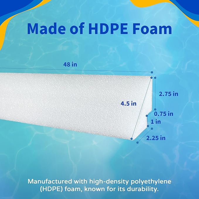 Blue Wave 48-in Peel and Stick Above Ground Pool Cove – Durable HDPE Foam Strips for Protecting Vinyl Liners – Made with Adhesive Backing for Easy and Secure Installation - 34-Pack, White