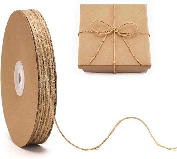 jijAcraft 2MM Jute Twine - 328Ft Natural Brown Jute String, 3-Ply Thin String for Gardening, Craft Twine for DIY Crafts, Gift Wrapping, Crochet Kitting, Macrame Decor