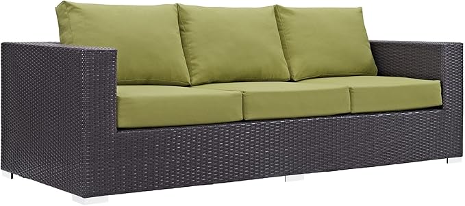 Modway Convene Wicker Rattan Outdoor Patio Sofa in Espresso Peridot