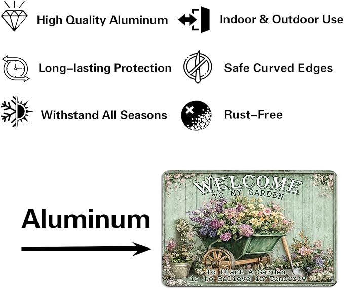 Funny Garden Metal Signs "Welcome to My Garden" Yard, Backyard, Patio Rustic Gardening Decor, 8 x 12 Inch