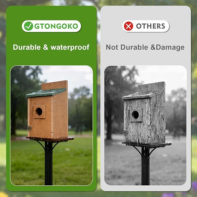 Gtongoko Recycled Plastic Bird Houses for Outside Clearance 1-1/2" Entrance Hole Blue Birdhouses for Outdoors with Air Vents Green & Brown Nesting Box for Cardinals Swallows Finches Chickadee 1 Pack