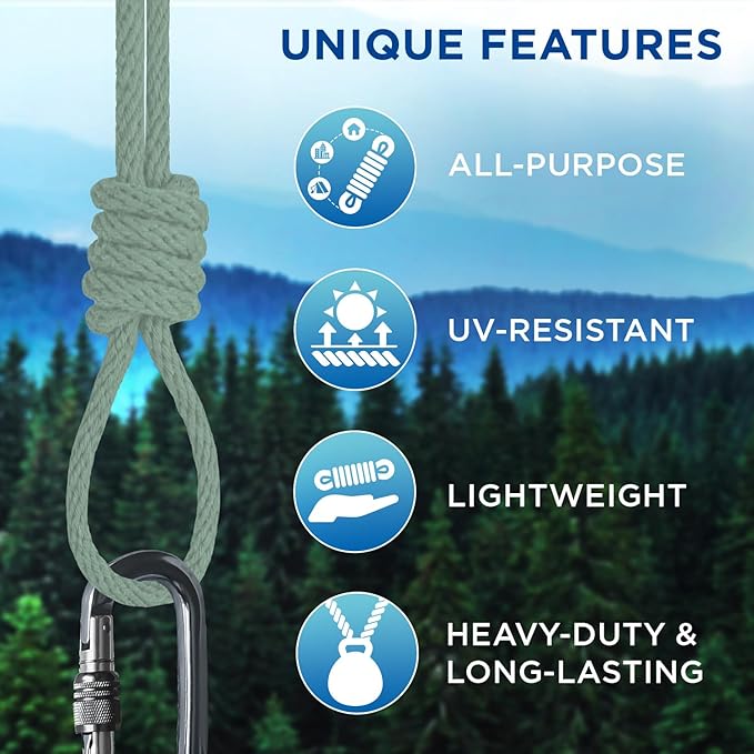 TECEUM Cotton Rope 3/16” (5 mm) – 100 FT – Strong All-Purpose Braided Rope – Natural Cotton – for Crafting, Сamping, Clothes Line, DIY, Indoor & Outdoor Use – Soft Sage