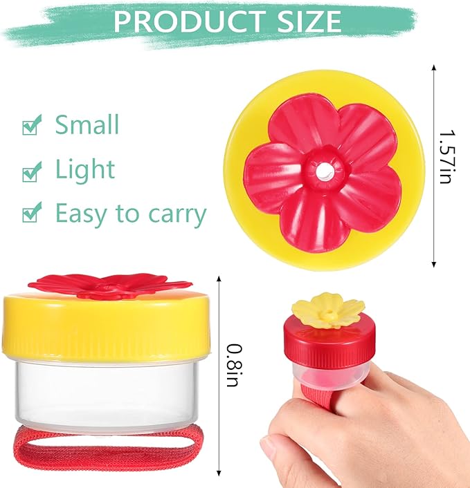 Zopeal 2 Pieces Hummingbird Wrist Feeder for Outdoor Hummingbird Hand Feeder Feeding Perch Feed with Adjustable Strap Flower Held Mini Hand Feeding Tools (Ring Style)