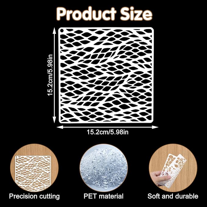 16 Pcs Paint Stencils for Crafts Reusable Wall Stencils for Painting, Texture Mixed Brick Stencil, Art Painting on Wood Wall Canvas Template for DIY Canvas Scrapbooking Card Making (6 X 6 Inch)
