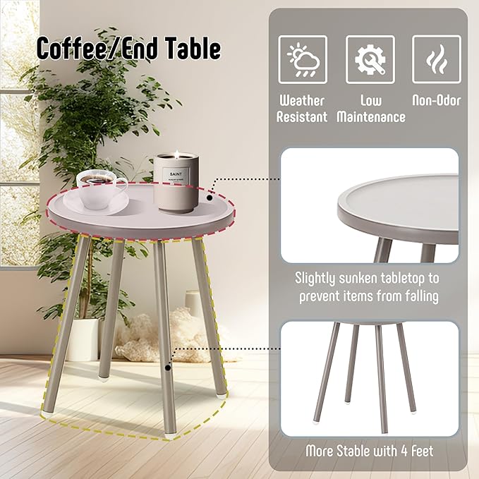Patio Furniture Set, 3 Pieces Outdoor Furniture with Bistro Table and Chairs Set of 2, Outdoor Patio Set with Porch Chairs and Table, Deck Conversation Set for Garden Poolside