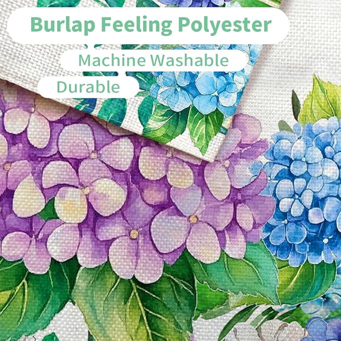 CROWNED BEAUTY Spring Garden Flag Floral Hydrangea Double Sided 12x18 Inches Small Burlap Welcome Holiday Seasonal Yard Decoration for Outside Porch CF1751-12